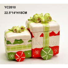 Hand-Painted Ceramic Christmas Gift Conjoined Box